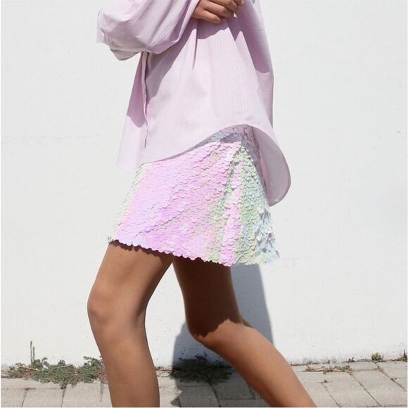Zara white Sequin mini Skirt - Picture 11 of 11